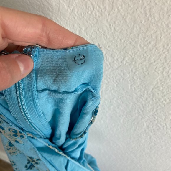 Vintage Womens Blue Floral Spaghetti Strap Mini Silk Dress Size 2 - Picture 7 of 7